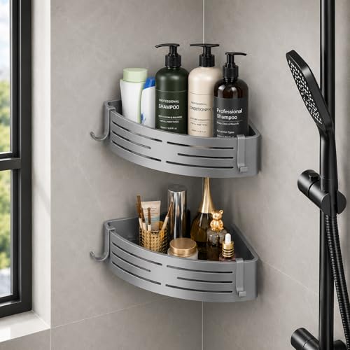 JIALTO 2 Pcs Bathroom Corner Shelf | Self Adhesive Stainless Stee...