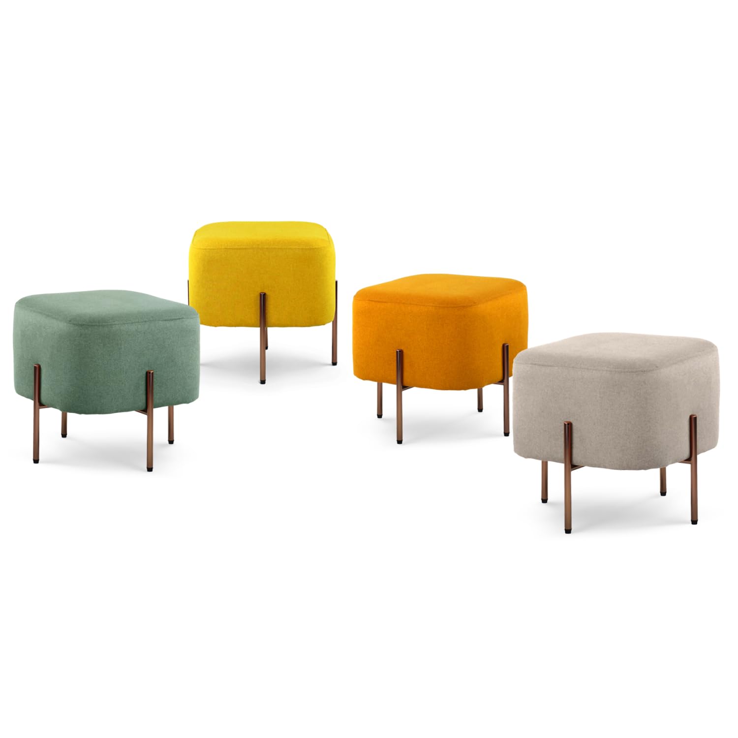 Brigros WeHome - Pouf Poggiapiedi In Tessuto, Pouf Sgabello Per Arredo Casa, Sgabelli Cucina, Soggiorno, Camera Da Letto, Ufficio, Poggiapiedi Da Scrivania, Vari Modelli e Colori (Quadrato, Grigio)