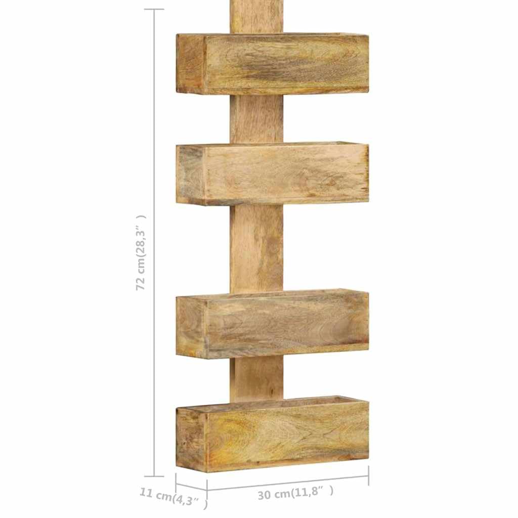 Wandmontierter Zeitschriftenständer 30 x 11 x 72 cm aus Mango-Massivholz