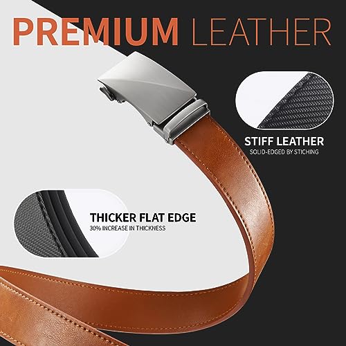 Zitahli Mens Belt Leather - Ratchet Belt for Men Dress Pant Shirt Oxfords,Micro Adjustable Black Brown Belt,Trim To Fit4
