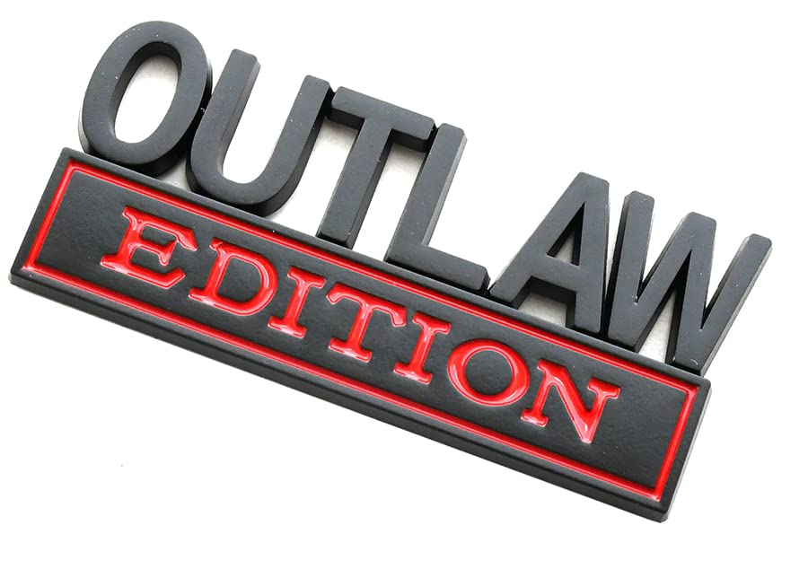 Image of 2PCS Outlaw Edition Emblems, 3D Badge Car Sticker with 3M Strong Adhesive, Fender Replacement for F150 F250 F350 Chevy Silverado 1500 2500 Chevrolet C10 C15 (Black Red)