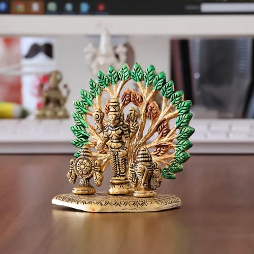 Image of KridayKraft Elegant Tirupati Murti - Lord Venkateswara Swami Tirupati Balaji Vishnu JI Murti Idol Shank Chakar Tilak Statue for Temple (Golden)