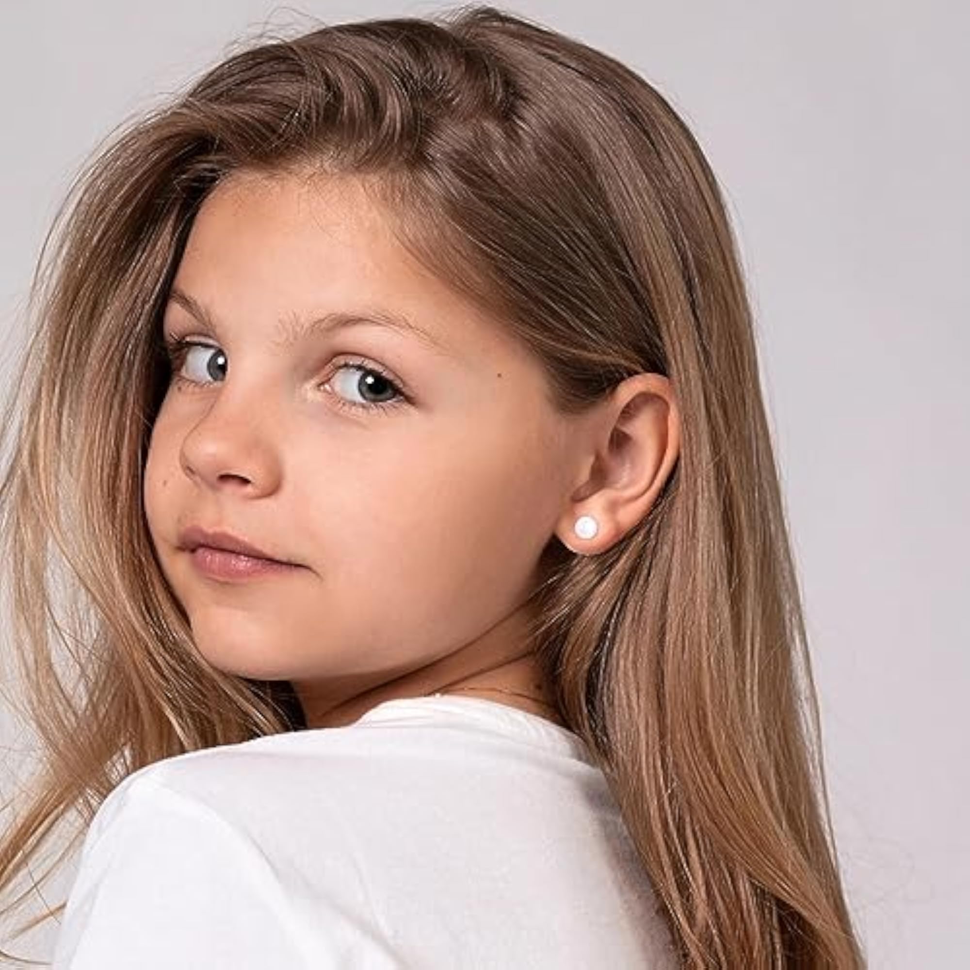Sterling Silver Studs Earrings for Kids, Gift Boxed