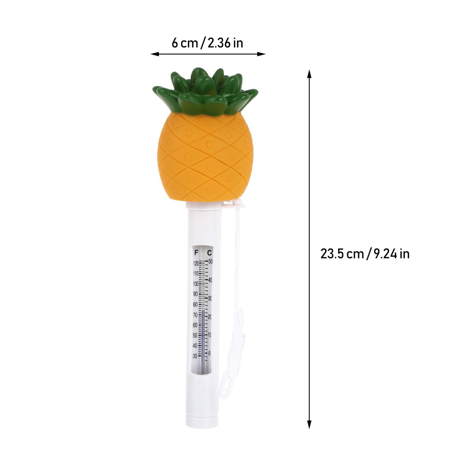 Toyvian 2 Stück Schwimmendes Poolthermometer Form Ananas Bruchsicheres Thermometer für Präzise Wassertemperaturmessung Badewannen und Teichen Celsius und Fahrenheit Anzeige