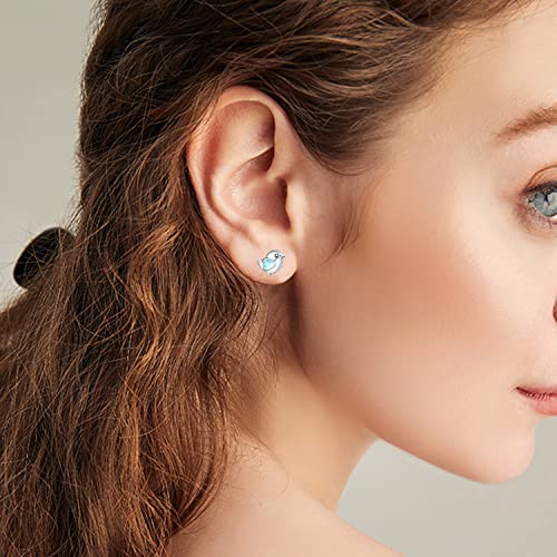Dreamboat Bird Earrings For Women Girls Moonstone Earrings 925 Sterling Silver Hummingbird Earrings Hypoallergenic Cute Animal Stud Earrings Bird Gifts Birthday #TOP5