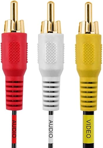 Miniatura 3 de Cmple - 3 cables RCA de 1.5 pies compuestos tres RCA macho a macho Audio Video Cables AV chapado en oro triple enchufe para reproductores VHSDVD,
