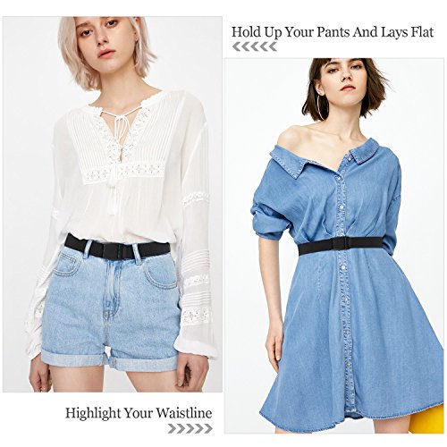 JASGOOD No Show Women Stretch Belt Invisible Elastic Web Strap Belt with Flat Buckle for Jeans Pants Dresses2