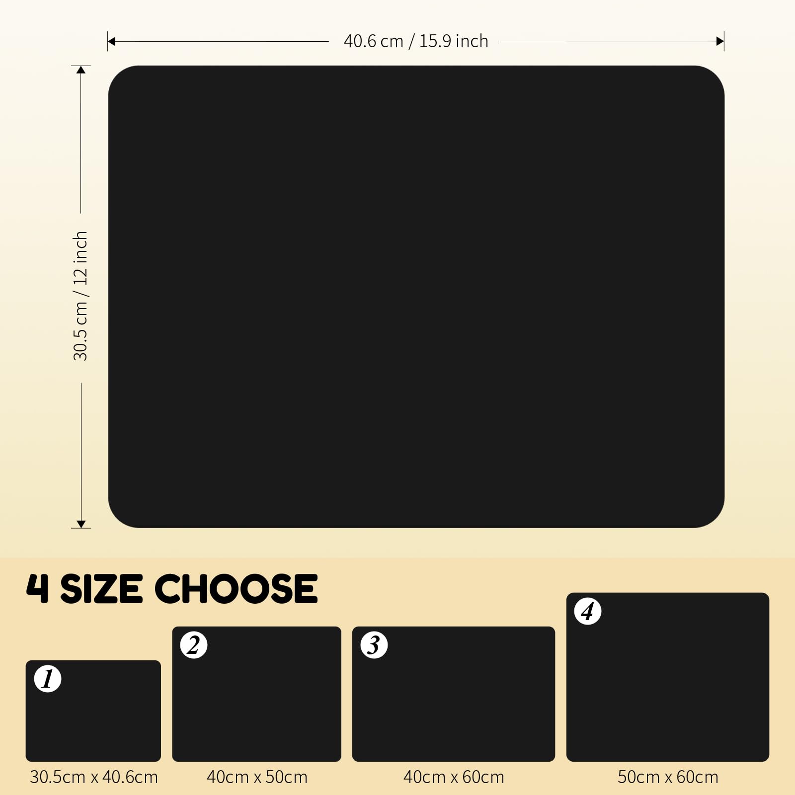 RILYSUN Coffee Mat Hide Stain Rubber, Coffee Bar Accessories Fit Under Espresso Machine CoffeeMaker Coffeepot, Backed Absorbent Dish Drying Mat for Kitchen Counter(Black, 30.5cm×40.60cm)