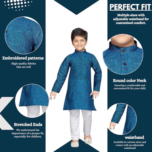 Image of BABA AND BABY Boy's Cotton Kurta Pyjama Set