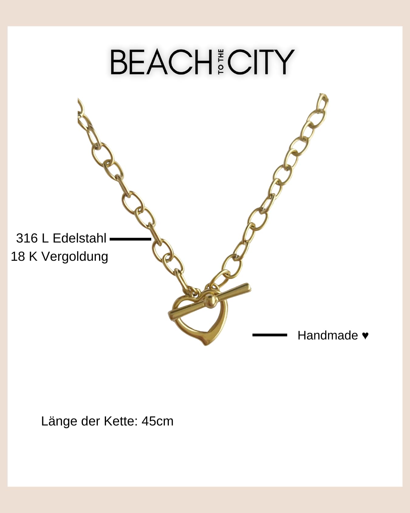 Damen Kette Marbella Edelstahl Herz Verschluss