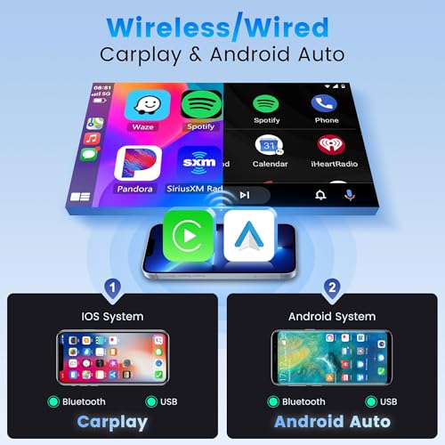 Rimoody Wireless Carplay Double Din Car Stereo, 7 Inch Touchscreen 2 Din Car Radio Head Unit with Android Auto Mirror Link, Bluetooth, FM, EQ SWC/USB/TF/AUX/UI Remote Control + Backup Camera - Image 2