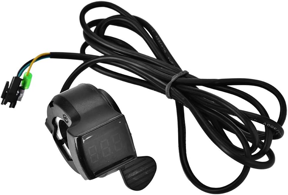 Nikou Ebike Throttle, 12V - 99V Thumb Throttle Speed Control Assembly Throttle Display Thumb with LCD Battery Voltage Display Accessory for Electric Scooter Electric Bike