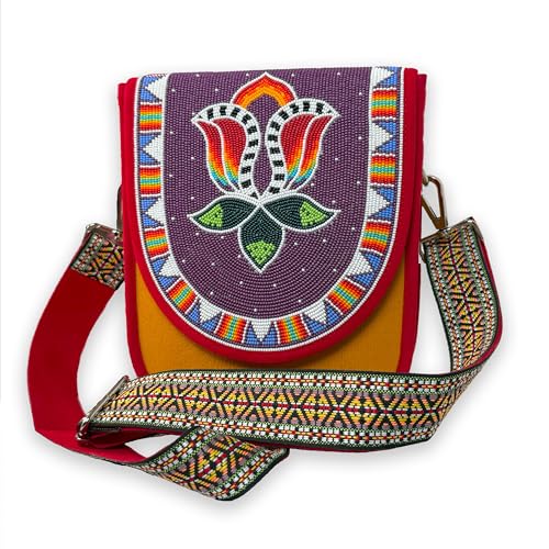 Handmade Beaded Handbag, Native American Style Crossbody bag, Czech Glass Beads Shoulder Bag, Unisex Handbag.