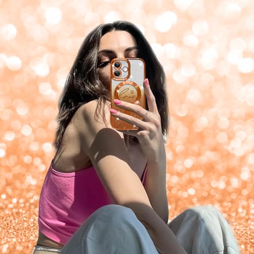 Image of ZIYE Magnetic Case Designed for iPhone 17 Glitter Case-Orange