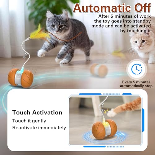 umosis Cat Toys for Bored Indoor Adult Cats,Interactive Flying Feather Teaser,Automatic Moving Robot Cat Toy,Touch Activated Kitten Toy,Rechargeable Cat Enrichment Exercise Toys — view 4