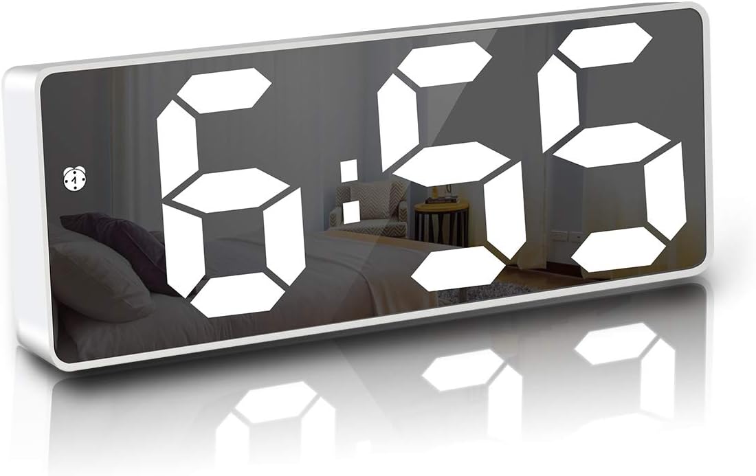 JQGO Alarm Clock Digital Battery Powered, LED Travel Alarm Clocks Beside Mains Powered Non