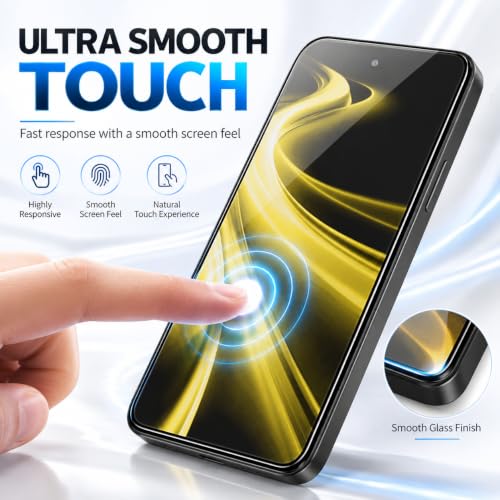 Image of ArmourPro Military-Grade Tempered Glass for Poco X8 Power - 9H Anti Scratch, Edge-to-Edge Coverage, HD Clarity, Smooth Touch, Case Friendly, Easy Installation Kit with Cable Protector