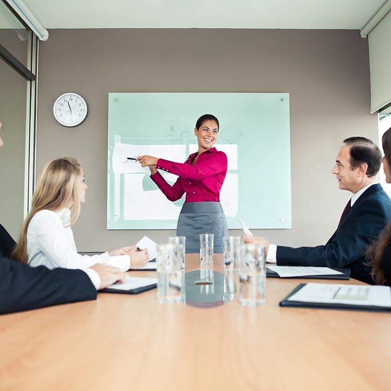 Miniatura 7 de Pizarra blanca magnética de cristal de borrado en seco, sin marco, para escuela, enseñanza, oficina, reuniones, 36 x 48 pulgadas