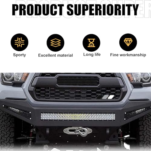 Image of Tesnaao 1 PC Car Tri-Color Front Grille Badge, 4.7 inch x 0.9 inch Stylish Appearance Plug-in Mounting Decoration, with Installation Accessories, Compatible with Toyota Tacoma 4Runner (Black & Gray & White)