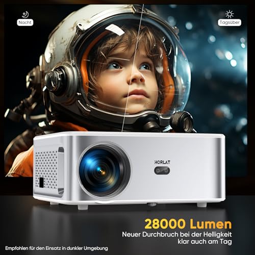 Beamer 【Android TV】 HORLAT 28000 Lumen Beamer 4K Heimkino, WiFi 6 Bluetooth Beamer Outdoor, Auto/4P Trapezkorrektur, 50% Zoom Projektor,Beamer Android mit YouTube/Prime Video, Smart Beamer – Bild 3