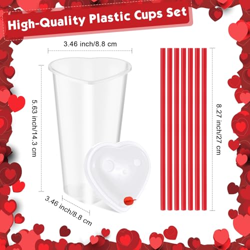 Set de 60 vasos plásticos con popote en forma de corazón miniatura 2