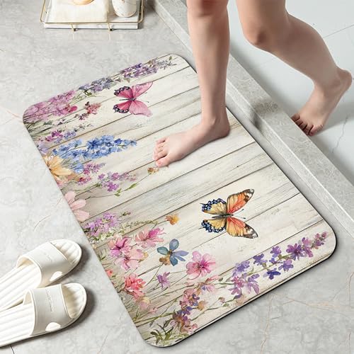 Wood Board Butterfly Bath Mat