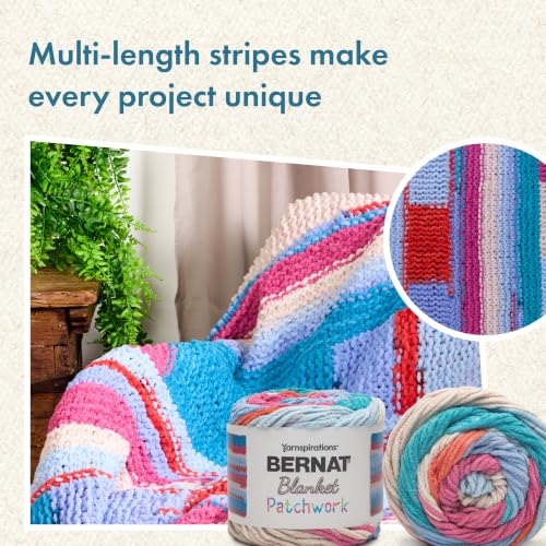 Image of Bernat Blanket Patchwork Yarn for Crocheting Soft, Ocean Waves, 2-Pack | #6 Super Bulky Yarn, 100% Polyester, Soft Crochet Yarn for Blankets, Knitting & DIY Crafts, 220yds, 300g /10.5oz per skein