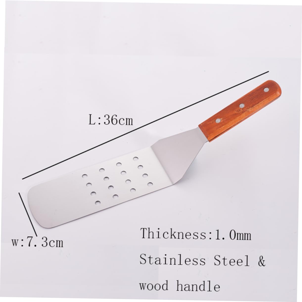 OFFSCH 1Pc Stainless Steel Barbecue Shovel with Handle Versatile Steak Turner for Outdoor Grilling Kitchen Utensil for Home Restaurant and Dining Use