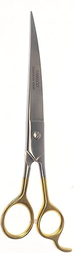 TAMSCO Cizalla de peluquería de 8 pulgadas de hoja curvada de acero inoxidable con borde biselado templado con hielo curvado