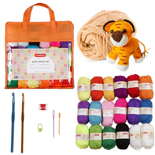 Incraftables 24 Color Yarn Set – Acrylic Yarn Set for Crocheting, Knitting, and DIY Crafts – Beginner Friendly Crochet Yarn Kit for Amigurumi & More – with Accessories & Storage Bag