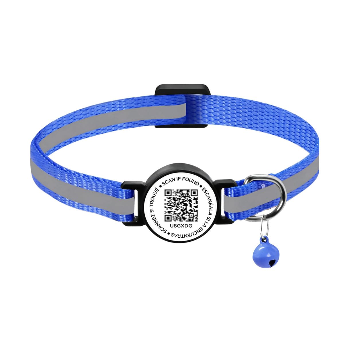 Waterproof Reflective AirTag Pet Collar, Adjustable Anti-Lost GPS Tracking Collar with QR Code Registration, Compatible with Apple AirTag, for Cats & Small Dogs (Blue) — image 1