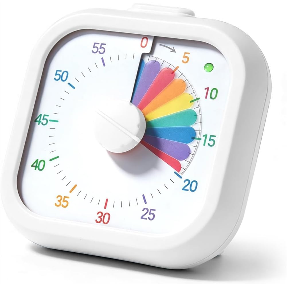 Jnchdghwa Silent Operation 60 Minute Countdown Timer for Children& Adults- Rainbow Visual Timer for Classroom Kitchen Home