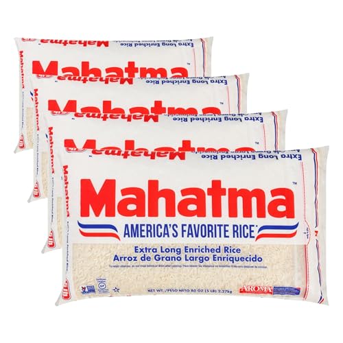 Image of Mahatma Extra Long Grain Rice 5 Pound Rice-Bag, Gluten Free and Non-GMO White Rice Bulk Bag, (Pack of 4)