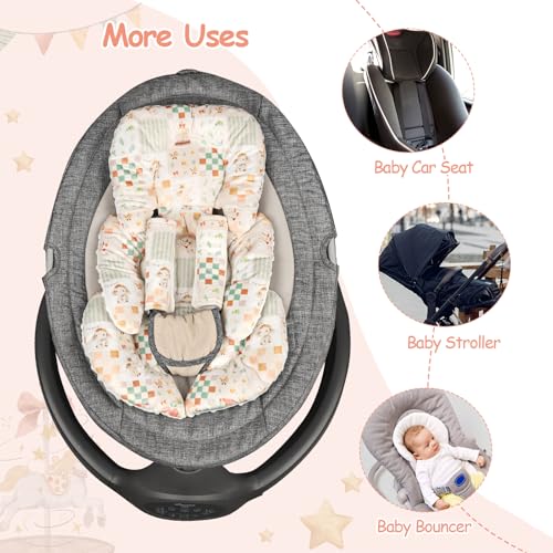 Image of Infant Car Seat Insert with 2 Strap Pads, Super Soft Carseat Head and Body Support for Baby Boys and Girls, Reversible Newborn Car Seat Insert Cushion for Strollers, Bouncers, Swing, Elephant | Head & Body Support