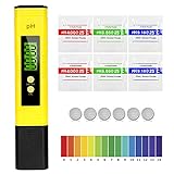MTURE PH Medidor de Digital, Medidor de Prueba de Calidad del Agua LCD Retroiluminación y Funda, Laboratorios Escolares, Alimentos,Rango de medición pH 0~14