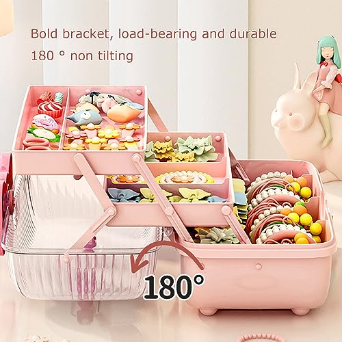 Image of Hair Accessories Organizer Box, Portable 3 Layer Storage Box Case, Multifunctional Plastic Tool Box for Art Craft, Sewing, Makeup, Medicine, Nail, Hair Accessories for Kids (Purple ,