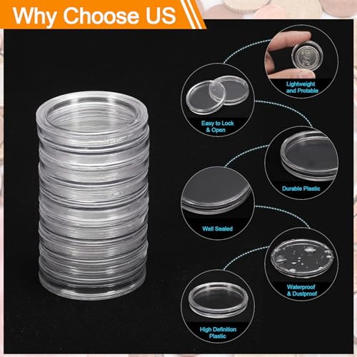 uxcell 30 piezas cápsulas plásticas para monedas 19mm miniatura 3