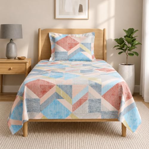 Image of LANE LINEN Symphony 100% Cotton 144TC Single Bedsheet Set, 2 Piece, Printed