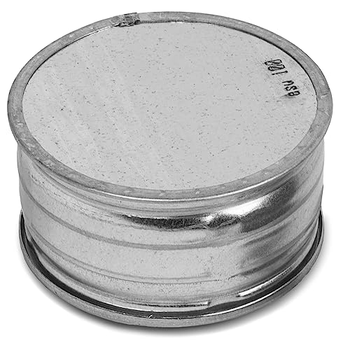 Repa Market 4\" Inch Round Male Fit Dryer Duct End Cap - Galvanized Steel Tee Cap - Metal Plug - Indoor/Outdoor Pipe Cover - Roof Vent Cap - Exterior Exhaust HVAC Ducting System Guard - Flue Pipe Seal