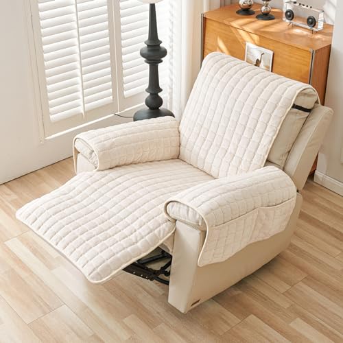 NUODWELL Upgraded Recliner Chair Cover with Pockets, Plush Non Slip Armchair Cover - Image 3