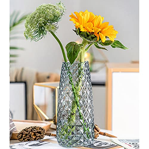 Hey_you Glazen vaas, in stijl handgemaakte kristalheldere bloemenvaas, decoratieve vaas met ananaspatroon, bloemenbloem, plantenhouder voor thuiskantoor, decoratie, cadeau voor bruiloft, housewarming party - Afbeelding 4