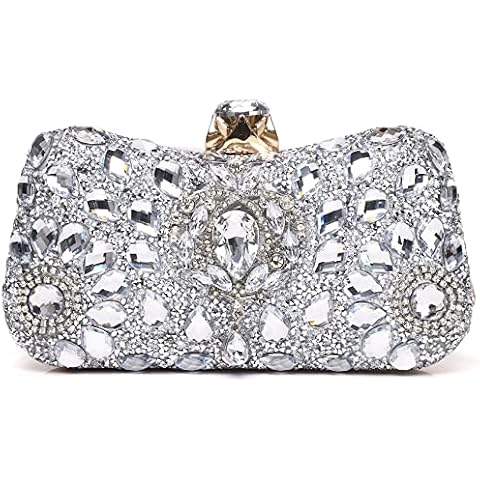 Labair Rhinestone Clutch Purses for Women Crystal Evening Bag Sparkly Diamond Purse Wedding Prom Bridal Handbags,Silver. Cover