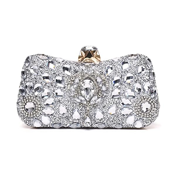 Labair Womens Clutch Purse Rhinestone Evening Bag Floral Crystal Clutch Bag Sparkly Purse Wedding Prom Bridal Handbags