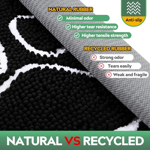 Dog Door Mat for Muddy Paws, Pet Rug Chenille Absorbent Outdoor Doormat 48"x 30", Non Slip Heavy Indoor Doormat Soft Front Inside Doormats for Entryway, Mud Paws, Patio,Dog Paw Black