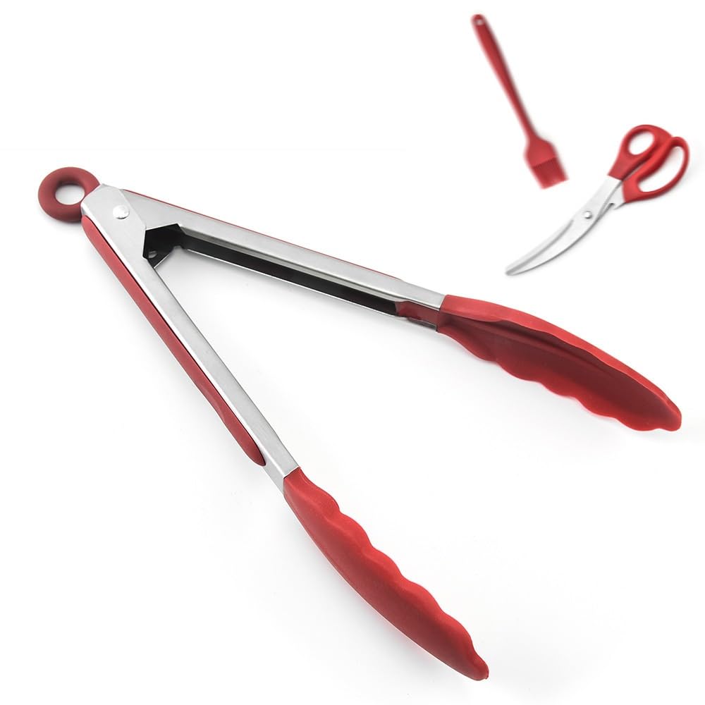 Barbecue Set Silicone Brush Food Clip Multi-functional Scissors Barbecue Shop Set Barbecue Bbq Stainless Steel Clip(A)