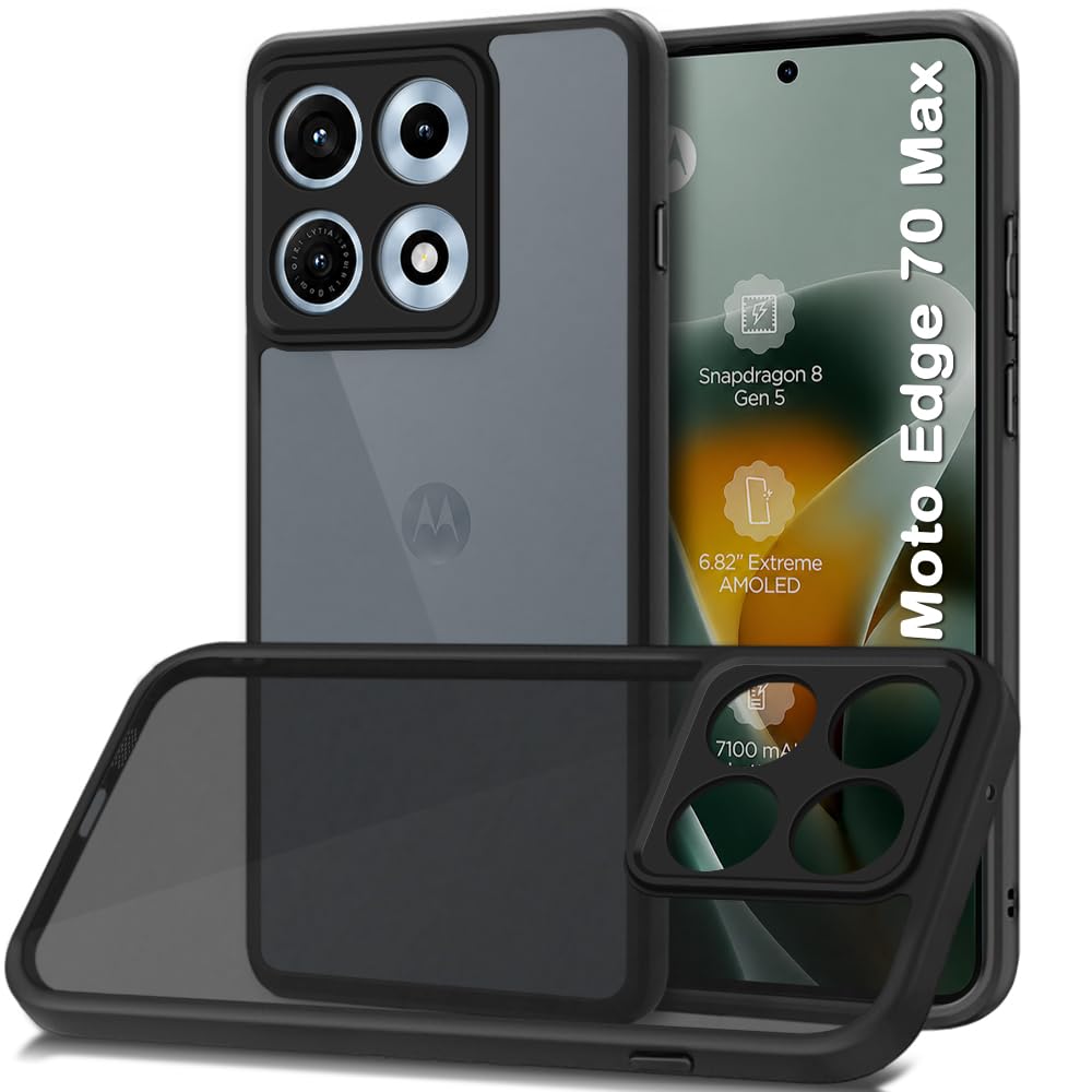 TheGiftKart Hybrid Shockproof Back Cover Case for Motorola Moto Edge 70 Max 5G | Camera Protection Module | Hard Cover Case for Moto Edge 70 Max (PC & TPU, Translucent Smoke Matte Back, Black Sides)-picture-27