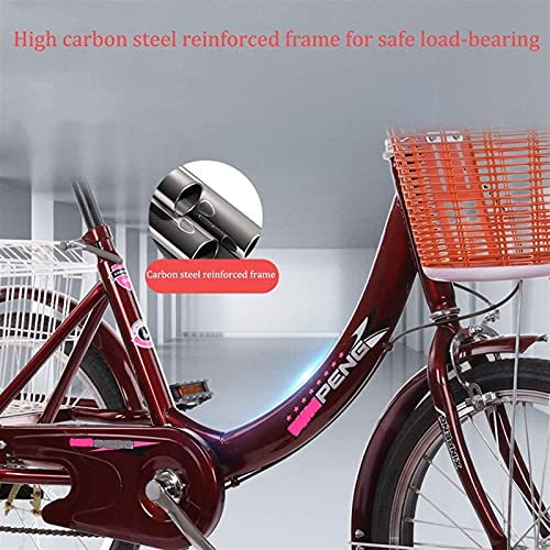 Triciclo para adultos de 20 pulgadas, velocidad única, con canasto, triciclo para ejercicio, compras, picnic y actividades al aire libre, color rojo vino miniatura 7