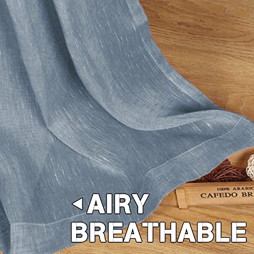 H.versailtex Natural Linen Blended Window Curtain Panels - Light Filtering Linen Sheer Curtains Nickel Grommet For Hall/Parlor/Guest Suite (Set Of 2, 52" W X 96" L - Denim) #TOP5