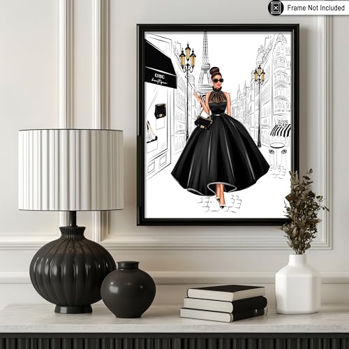 Image of Poster Master Lady in Black Print - Fashion Poster - Paris Designer Art - Modern Wall Design - Chic Gift for Women & Fashionista - Glam Decor for Bedroom or Girl's Room - 24x32 Unframed Wall Art