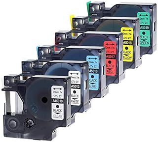 Wonfoucs Compatible Label Tape Replacement for Dymo D1 Label Tape 12mm, Refills Dymo D1 45013 45010 45016 45017 45018 45019 Label Maker Tape for Dymo LabelManager 160 210D 280 420P LabelPoint 250, 6P